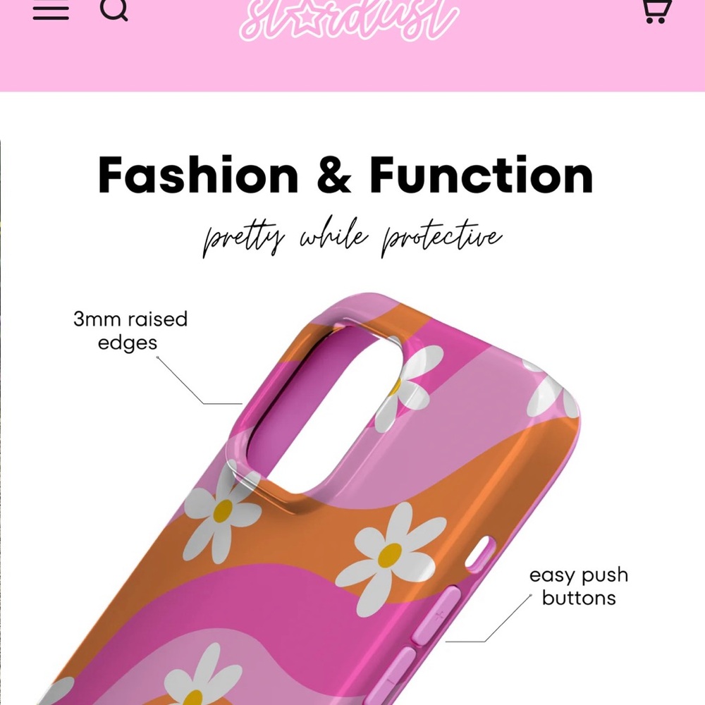 Pink and Orange Floral iPhone Case with Protective Bumper - Picture 5 of 9